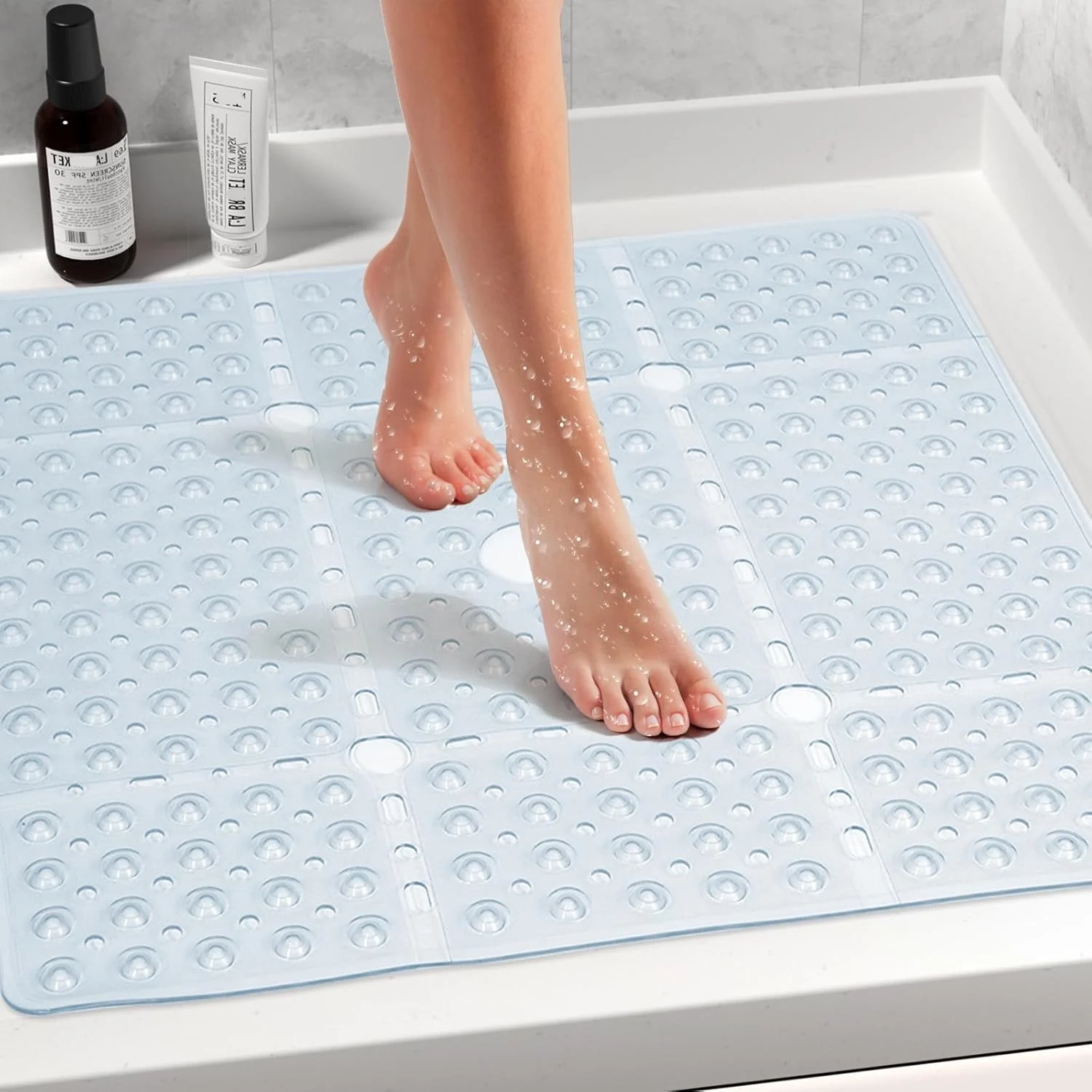 Bamboo Bath Mat - Tappetino Doccia Quadrato, 69x69cm Extra Large